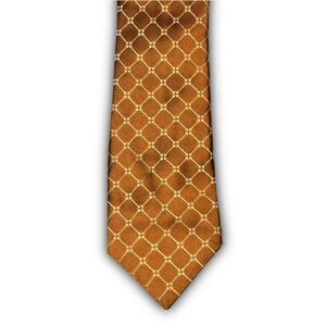 Ike Behar Orange Geometric Silk Tie